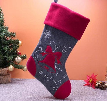 Deluxe Plush Bell Grey Red Top Charcoal Stocking