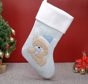 Deluxe Plush Blue Fluffy Teddy Stocking