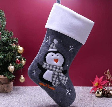 Deluxe Plush Charcoal Penguin Christmas Stocking