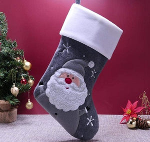 Deluxe Plush Charcoal Santa Christmas Stocking