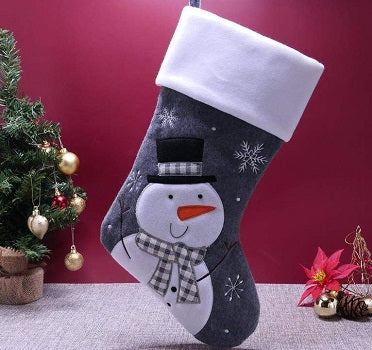 Deluxe Plush Charcoal Snowman Christmas Stocking