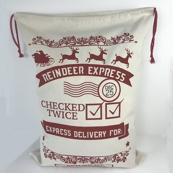 Reindeer Express Checked Twice Sack