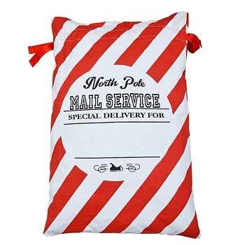 Red & White Striped Canvas Sack