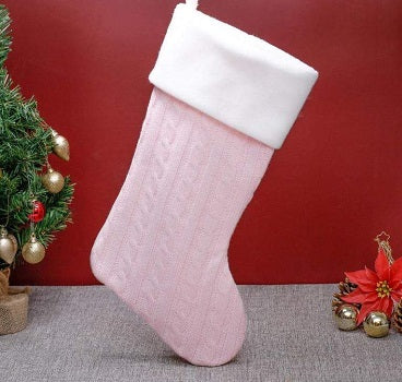 Pink Knitted Effect Stocking
